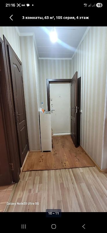 Продажа квартир: 3 комнаты, 63 м², Толойкон мкр., 105 серия, 4 этаж, Косметический ремонт — 10