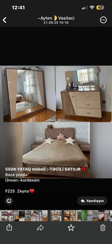 islenmis dolab: İkinəfərlik çarpayı, Termo, Tumba, Dolab, İşlənmiş
