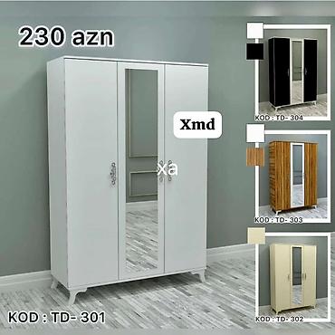 ekran sekilleri 3d: Geniş üç qapılı paltar şkafı – güzgülü model • Model kodu: TD-301 — 1