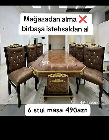 kreditle stol stul: Qonaq otağı üçün, Yeni, Açılmayan, Dördbucaq masa, 6 stul — 1