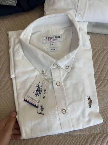 тренд 2017 мужская одежда: Мужская рубашка, L (EU 40), Us Polo Assn, Новый, цвет - Белый, Самовывоз