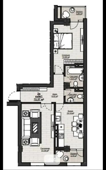 комнаты бишкек: 2 комнаты, 73 м², Элитка, 11 этаж, ПСО (под самоотделку) — 3