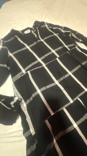 Tunike: Ženska tunika/haljina JANINA - Boja: crna sa velikim belim kariranim — 7