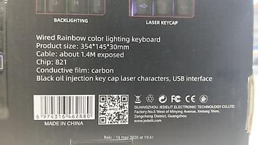 Техника и электроника: JEDEL K517 Gaming Backlighting Keyboard - Rəngli (Rainbow) işıqlanma — 3
