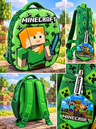 bench trenerka: Minecraft dečji ranac – zeleni - Dizajn: zvanični Minecraft motivi — 1