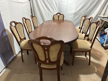 Masa və oturacaq dəstləri: Qonaq otağı üçün, İşlənmiş, Açılan, Oval masa, 8 stul, Rumıniya