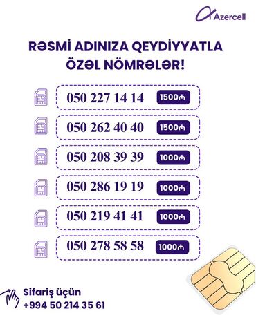 Başqa xidmətlər: Xüsusi Azercell nömrələri – rəsmi adınıza rəsmiləşdirmə ilə. Təklif — 5
