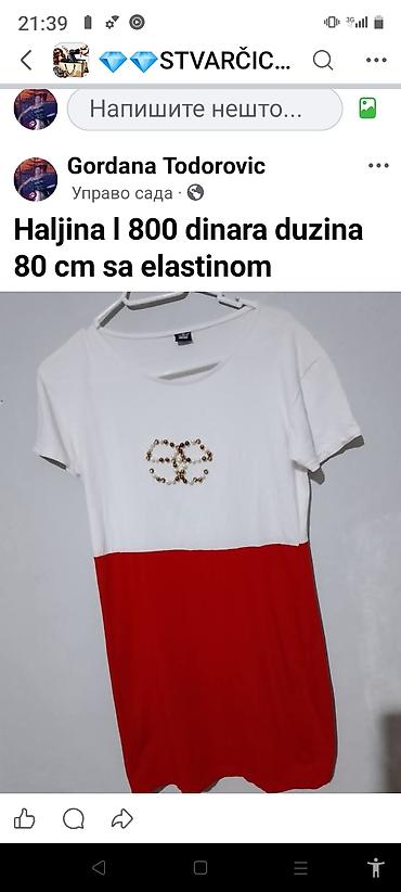 bela haljina beograd: Haljina sa elastinom, dužina 80 cm. Dvodijelni izgled: gornji deo bele — 1