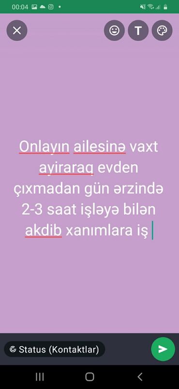 menecer işi: Satış meneceri tələb olunur, Yalnız qadınlar üçün, İstənilən yaş, Təcrübəsiz, Saatlıq ödəniş