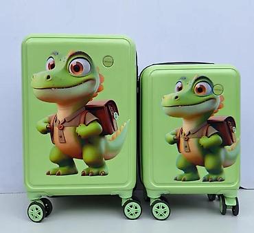 Rančevi, torbe i koferi: Dečiji koferi – set od 2 komada, zeleni, sa motivom malenog — 2