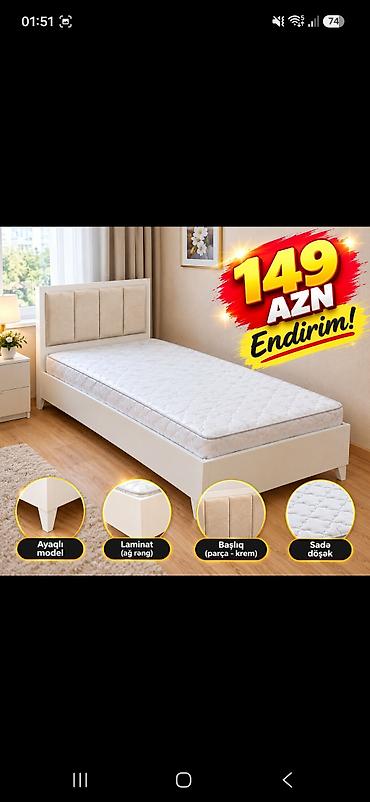 matrazlar: Tək nəfərlik ağ rəngli çarpayı və döşək dəsti. Xüsusiyyətlər: - — 1
