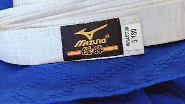 обувь 39: Кимоно для дзюдо Mizuno, синее - Комплектация: куртка, штаны, белый — 1