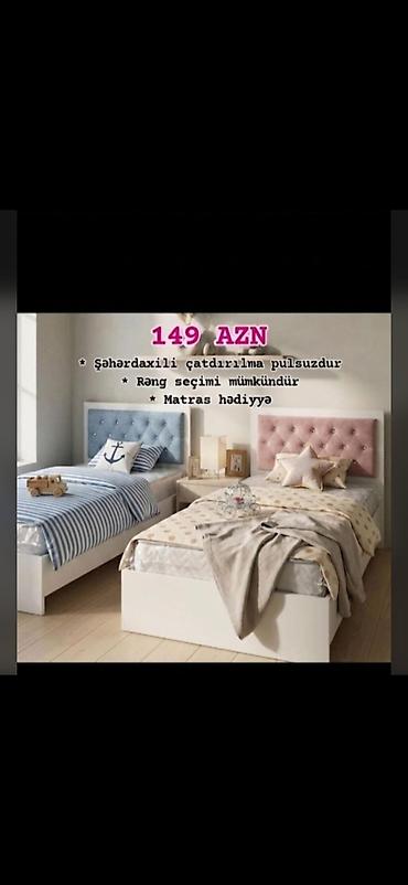 tək çarpayi: Uşaq/yeni gənc çarpayıları – yumşaq, düyməli başlıqla, ağ baza — 1