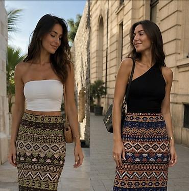 fazon: Suknja sa etno/boho printom midi duzina,dubok struk sa elasticnim — 1