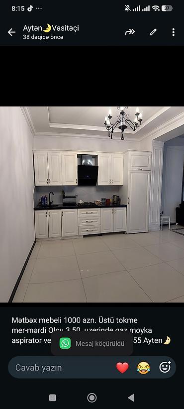 Mətbəx mebeli 1000 azn. Üstü tokme mer-mərdi Olcu 3.50. uzerinde qaz