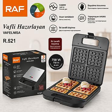Mətbəx texnikası: №: 2098 Məhsulun adı: Vafli cihazı RAF R.521, 1400 Vt, qara Brend: RAF — 1