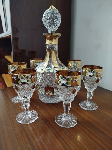 servis qab: Цвет - Золотой, Хрусталь, Чехия