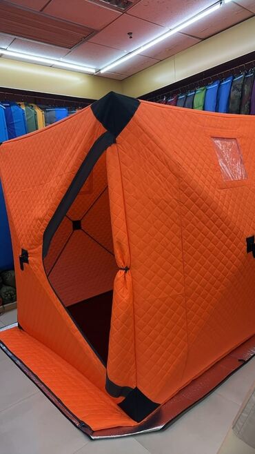 палатка брезентовая: Зимняя палатка 2х слойная размер 195 две двери с тонкими полами