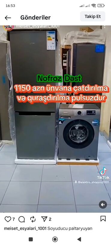 Digər aksesuarlar: Anbardan satiş komplekt dəst Soyuducu paltaryuyan məişət texnikası — 29