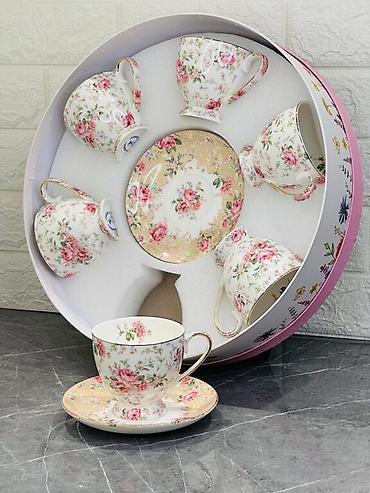 çay servis: Çay dəsti, rəng - Bej, Farfor, 6 nəfərlik — 1