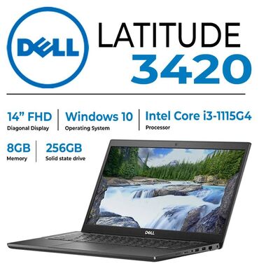 ноутбук не дорого: Ультрабук, Dell, 8 ГБ ОЭТ, Intel Core i3, 14 ", Колдонулган, Татаал эмес тапшырмалар үчүн, эс тутум SSD