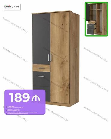 İki qapılı dolab - Ölçü: 47 × 200 × 90 sm - Rəng seçimi: mümkündür