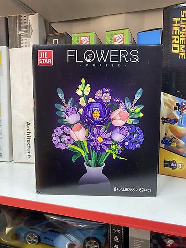 карзины для цветов: Конструктор JIE STAR Flowers Purple — декоративный букет цветов в — 1