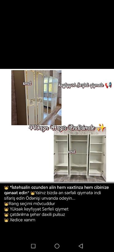 boru: Yeni, 5 qapı, Güzgülü, Ağ, Açılan, Düz dolab — 2