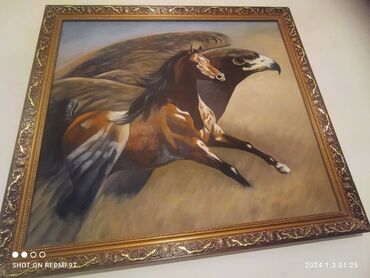 картина природа: Лошадь с беркутом картинка 12лет природа наруже стек ло рамка