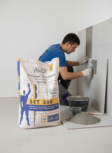 кафельной клей: Клей цементный AlinEx SET 300 предназначен для укладки керамической