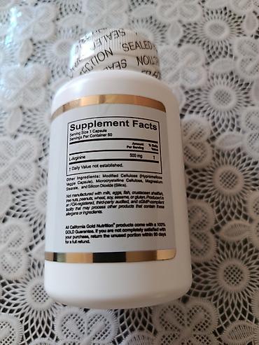 lonpasin kapsula: Məhsul: California Gold Nutrition L-Arginine, 500 mq - Tərkib: Hər — 2