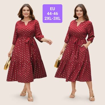 svilene spavacice: 2XL (EU 44), color - Red, Oversize, Long sleeves
