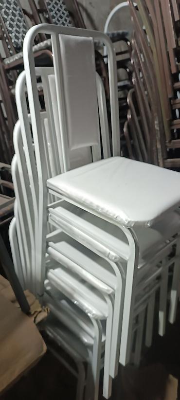 Столы и стулья: Ağ rəngli yığıla bilən metal stullar - Material: tozboya ilə boyanmış — 1