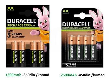 Baterije: Duracell AA punjive baterije - Tip: AA (HR6) - Kapaciteti: • 1300 — 1