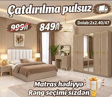Yataq otağı dəsti Tərkib: - Geniş ikinəfərlik çarpayı (matras