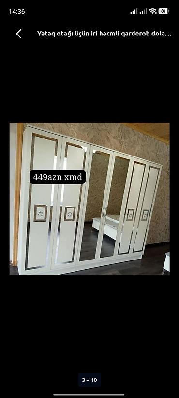 Yataq otağı üçün iri həcmli qarderob dolabı - 6 qapılı, geniş tutumlu