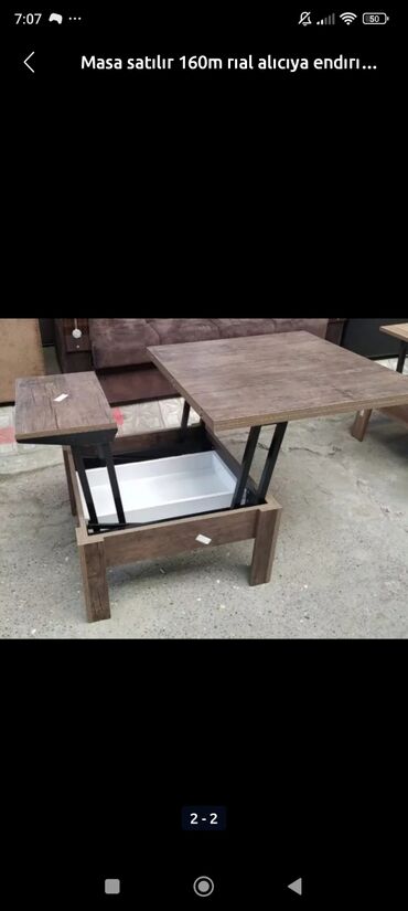 купить круглый стол в баку: Журнальный стол, Трансформер, MDF, Прямоугольный стол