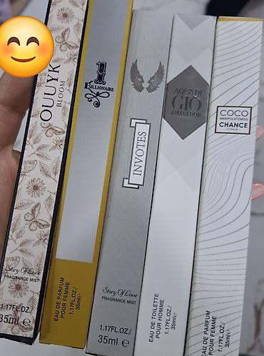 8 element parfüm: Mini ətirlər – 35 ml Her biri 7 azn, qaliciglari yaxsidir Müxtəlif — 2