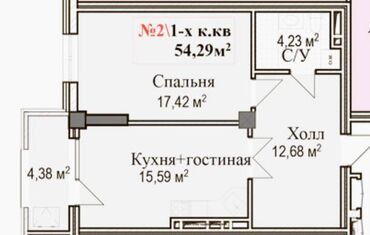 Продажа квартир: 1 комната, 54 м², Элитка, 12 этаж, ПСО (под самоотделку)