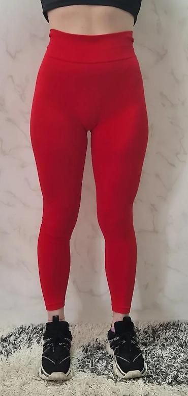 Helanke, biciklistički šortsevi: Crvene ženske helanke sa visokim strukom. Dizajnirane su za udobnost i — 7