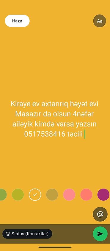 Masazırda kirayə həyət evi axtarılır. 4 nəfərlik ailə üçün uyğundur