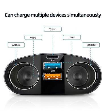Auto oprema: Razdelnik za upaljač u automobilu Ukupna snaga dvostrukog upaljača za — 3