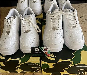 trap star: Кроссовки A Bathing Ape (BAPE) BAPE STA Low, полностью белые. - Верх — 3