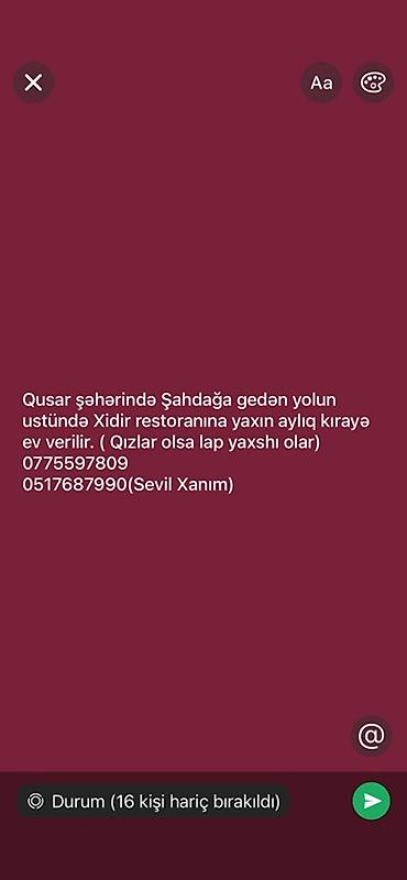 samaxi a frame evlər: Qusar şəhərində kirayə ev - Məkan: Şahdağa gedən yolun üstü, Xıdır — 1