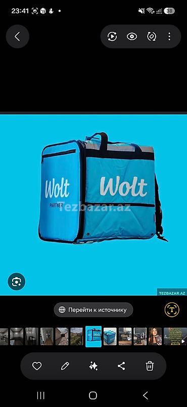 Biznes üçün avadanlıq: Wolt çatdırılma çantası (izoterm, mavi) - Ölçü: böyük həcmli kvadrat — 2
