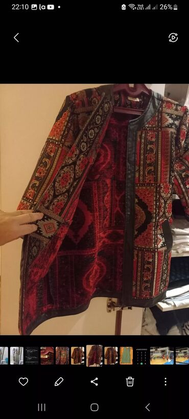 Ev geyimləri, pijamalar: Etnik naxışlı qadın üst geyimi – kimono üslubunda, dizə qədər