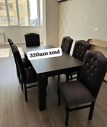 Masa və oturacaq dəstləri: Yemək masası və stul dəstləri 1) Taxta üstlü klassik masa + 6 stul - — 32