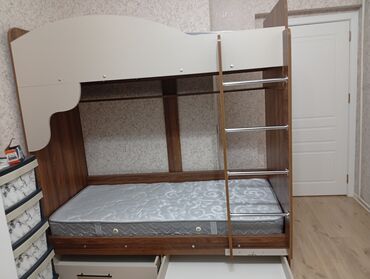 İkimərtəbəli uşaq çarpayıları: Oğlan və qız üçün, Çarpayı, Matras ilə, Siyirməli, Taxta — 5