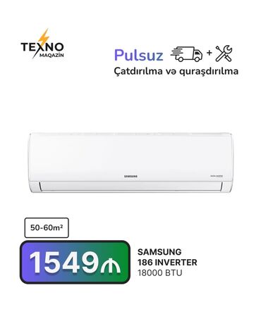 Kondisioner Samsung, 50-60 kv. m, Split sistem, Kredit yoxdur, Pulsuz quraşdırılma