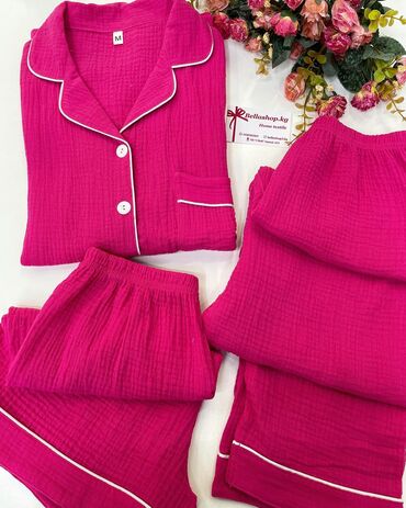 Пижамы: Муслиновый пижамы 🫶🏻 В наличии размеры M l xl 2xl 3xl ✔️Двойки с — 6